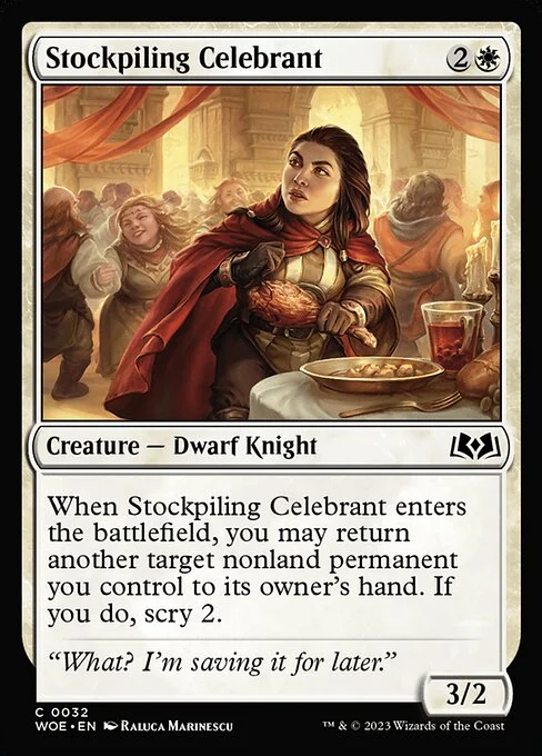 Stockpiling Celebrant, carta Magic di tipo Creature — Dwarf Knight illustrata da Raluca Marinescu