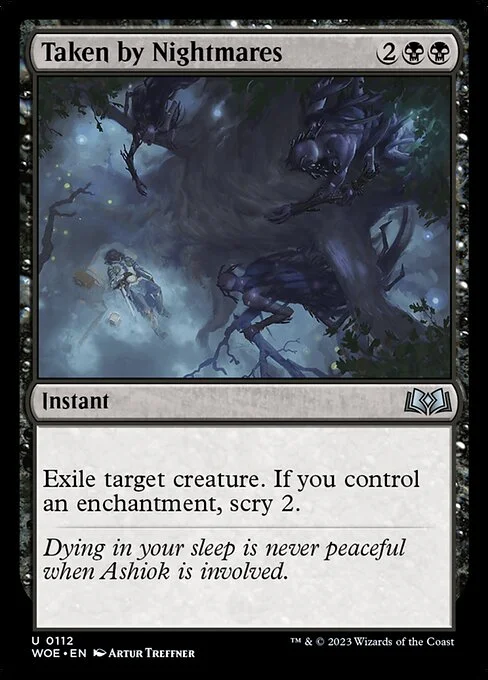 Taken by Nightmares, carta Magic di tipo Instant illustrata da Artur Treffner