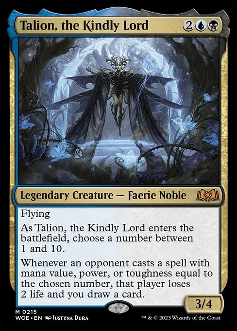 Talion, the Kindly Lord, carta Magic di tipo Legendary Creature — Faerie Noble illustrata da Justyna Dura