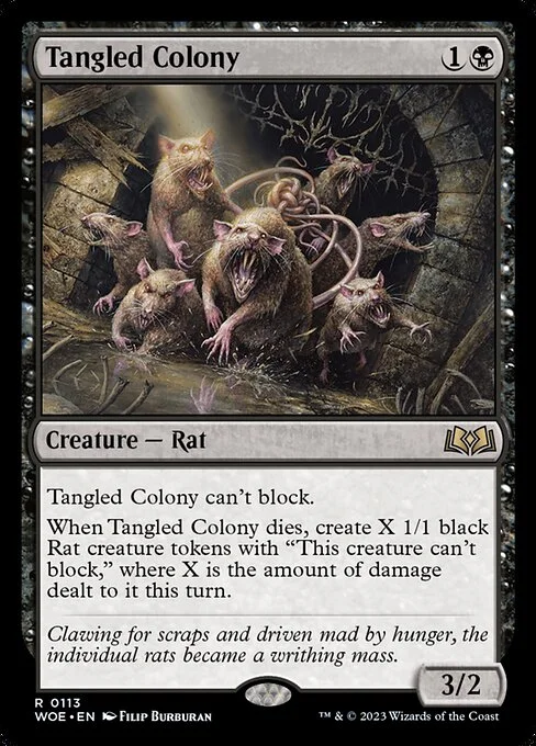 Tangled Colony, carta Magic di tipo Creature — Rat illustrata da Filip Burburan