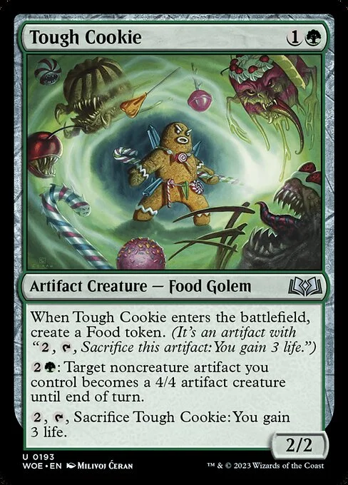 Tough Cookie, carta Magic di tipo Artifact Creature — Food Golem illustrata da Milivoj Ćeran