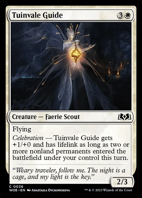 Tuinvale Guide, carta Magic di tipo Creature — Faerie Scout illustrata da Anastasia Ovchinnikova