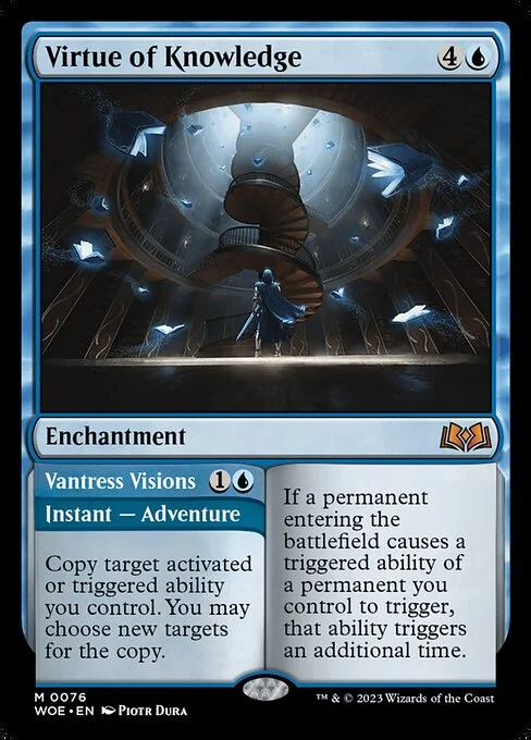 Virtue of Knowledge // Vantress Visions, carta Magic di tipo Enchantment // Instant — Adventure illustrata da Piotr Dura