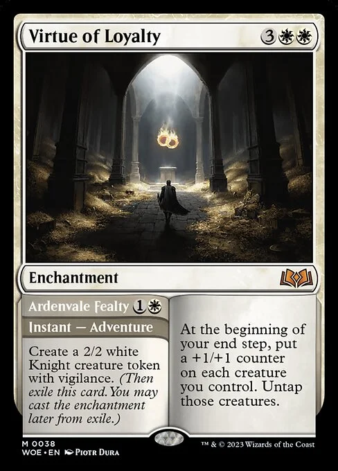 Virtue of Loyalty // Ardenvale Fealty, carta Magic di tipo Enchantment // Instant — Adventure illustrata da Piotr Dura