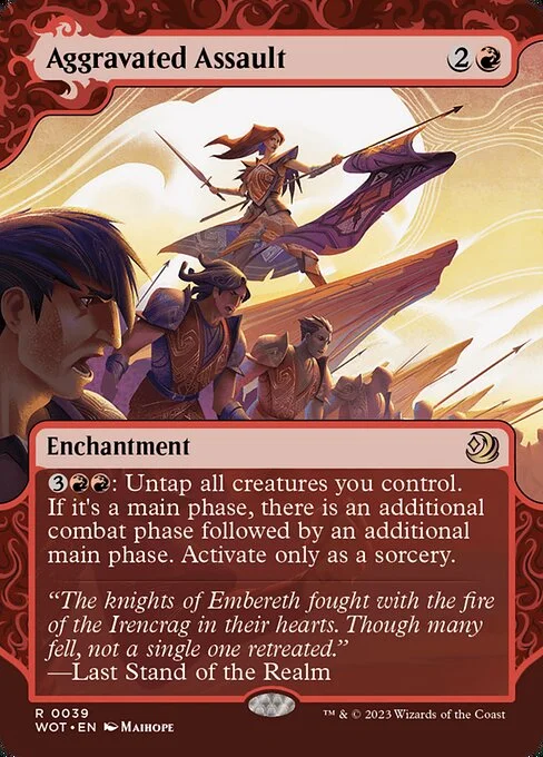 Aggravated Assault, carta Magic di tipo Enchantment illustrata da Maihope