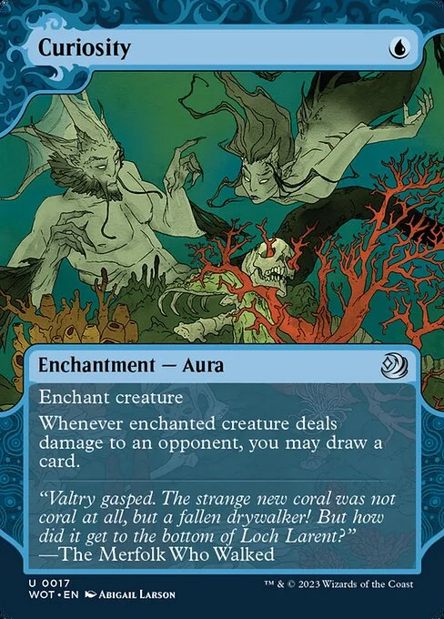 Curiosity, carta Magic di tipo Enchantment — Aura illustrata da Abigail Larson
