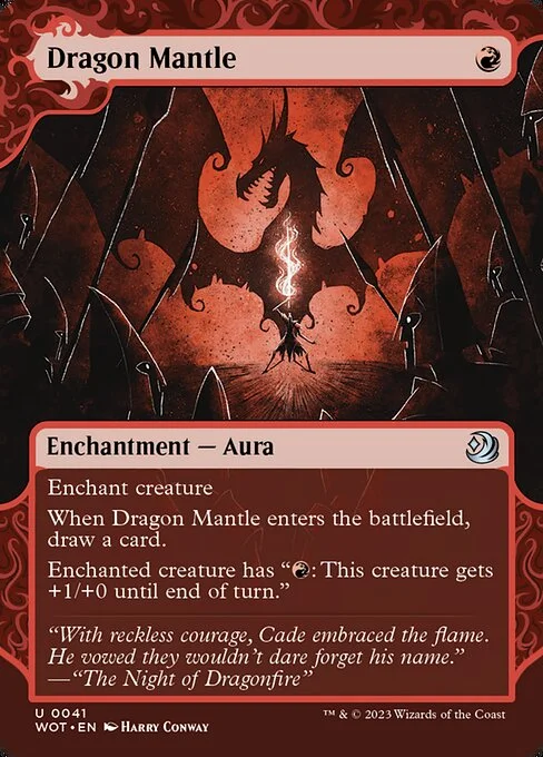 Dragon Mantle, carta Magic di tipo Enchantment — Aura illustrata da Harry Conway