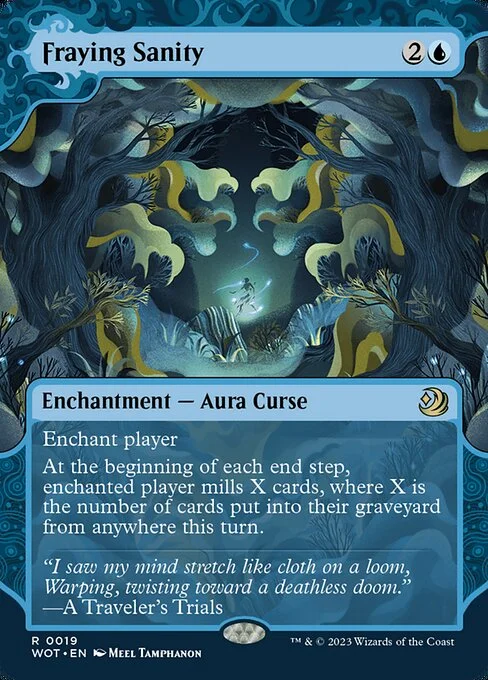 Fraying Sanity, carta Magic di tipo Enchantment — Aura Curse illustrata da Meel Tamphanon