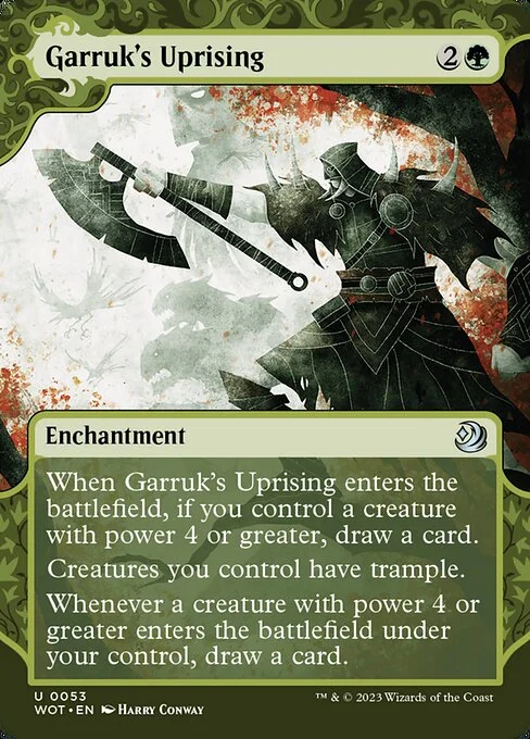 Garruk's Uprising, carta Magic di tipo Enchantment illustrata da Harry Conway