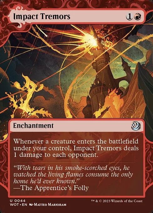 Impact Tremors, carta Magic di tipo Enchantment illustrata da Matteo Marjoram
