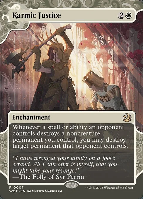 Karmic Justice, carta Magic di tipo Enchantment illustrata da Matteo Marjoram