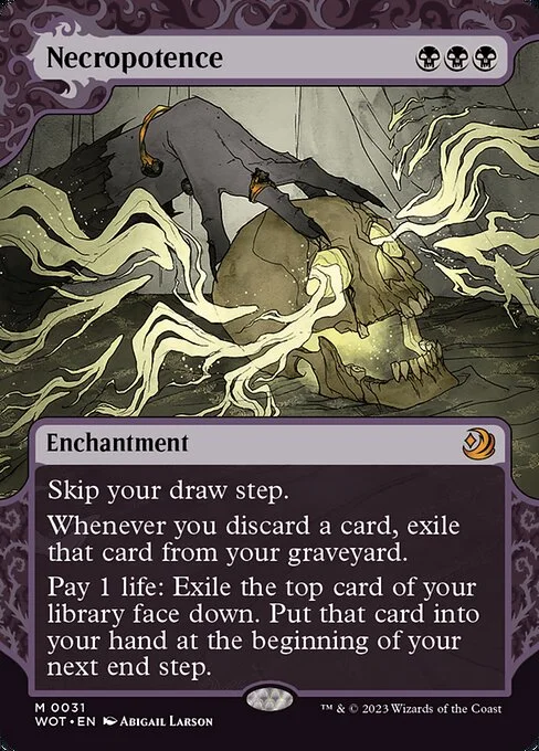 Necropotence, carta Magic di tipo Enchantment illustrata da Abigail Larson