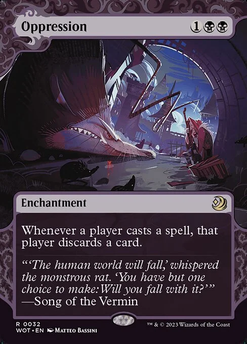 Oppression, carta Magic di tipo Enchantment illustrata da Matteo Bassini