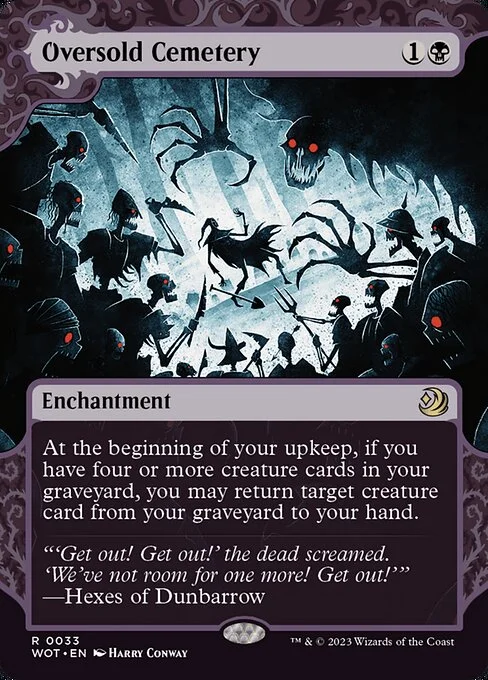 Oversold Cemetery, carta Magic di tipo Enchantment illustrata da Harry Conway