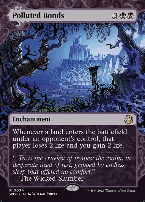 Polluted Bonds, carta Magic di tipo Enchantment illustrata da William Phifer