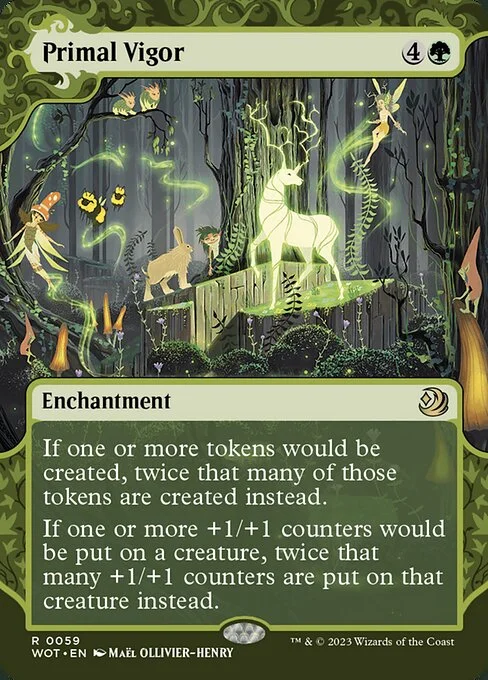 Primal Vigor, carta Magic di tipo Enchantment illustrata da Maël Ollivier-Henry