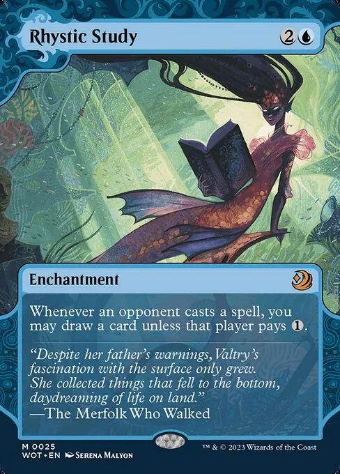 Rhystic Study, carta Magic di tipo Enchantment illustrata da Serena Malyon