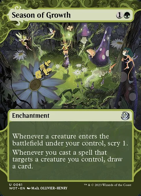 Season of Growth, carta Magic di tipo Enchantment illustrata da Maël Ollivier-Henry