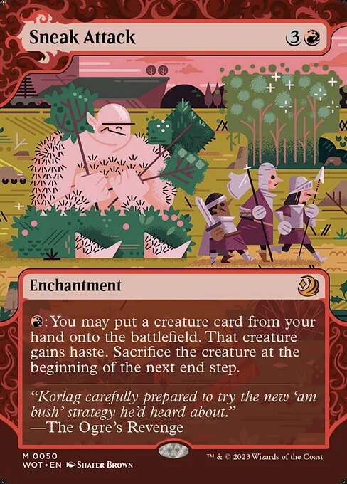 Sneak Attack, carta Magic di tipo Enchantment illustrata da Shafer Brown