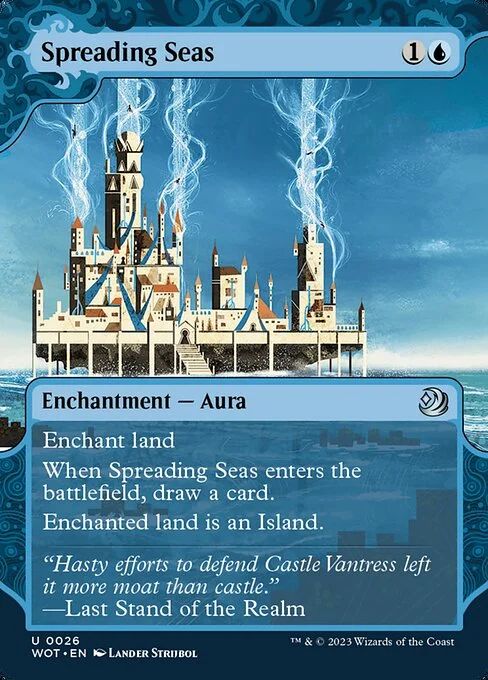 Spreading Seas, carta Magic di tipo Enchantment — Aura illustrata da Lander Strijbol