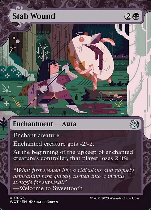 Stab Wound, carta Magic di tipo Enchantment — Aura illustrata da Shafer Brown