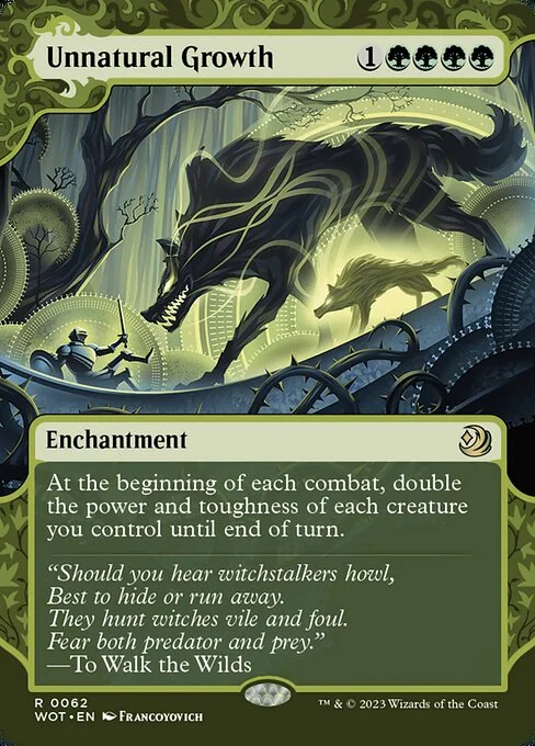 Unnatural Growth, carta Magic di tipo Enchantment illustrata da Francoyovich