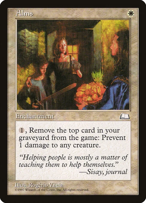 Alms, carta Magic di tipo Enchantment illustrata da Rogério Vilela