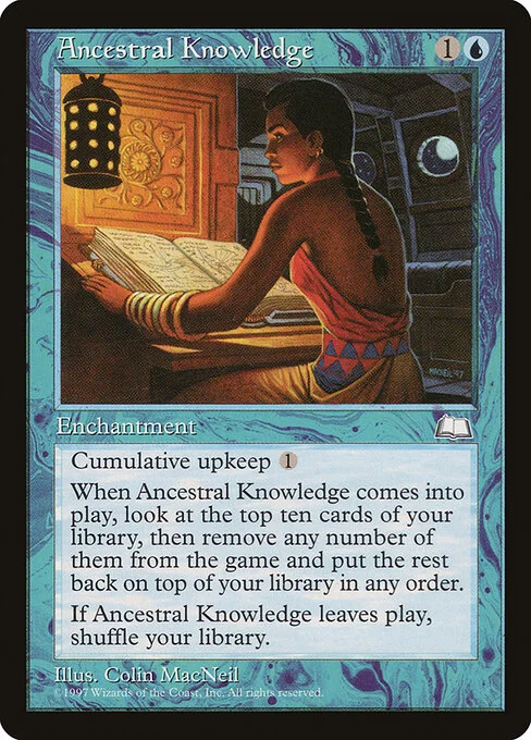 Ancestral Knowledge, carta Magic di tipo Enchantment illustrata da Colin MacNeil