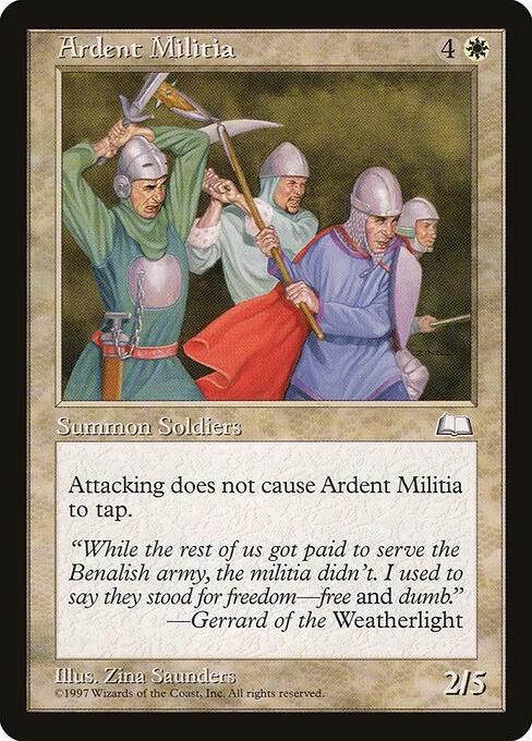 Ardent Militia, carta Magic di tipo Creature — Human Soldier illustrata da Zina Saunders