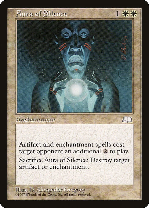 Aura of Silence, carta Magic di tipo Enchantment illustrata da D. Alexander Gregory