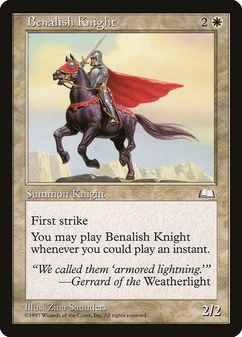 Benalish Knight, carta Magic di tipo Creature — Human Knight illustrata da Zina Saunders