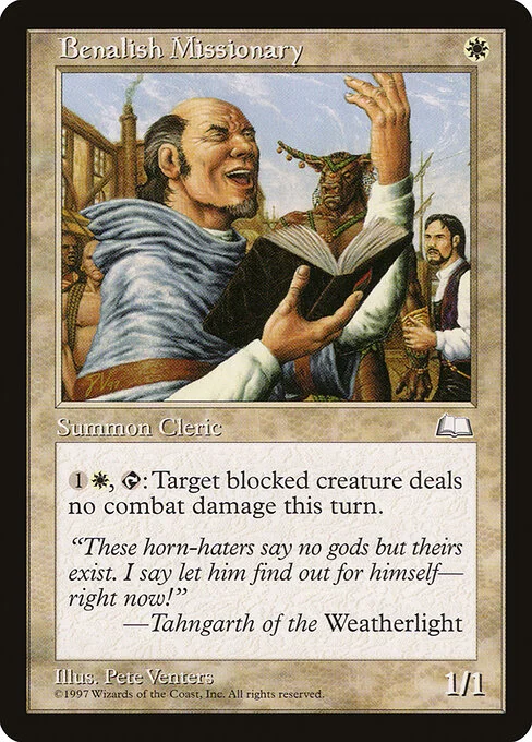 Benalish Missionary, carta Magic di tipo Creature — Human Cleric illustrata da Pete Venters