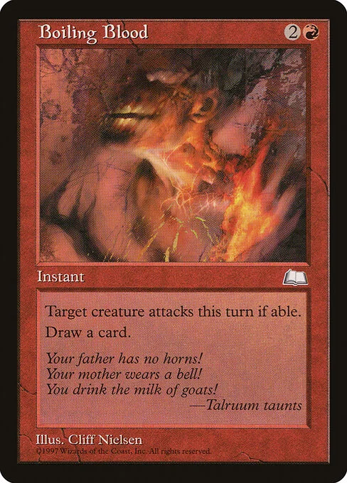 Boiling Blood, carta Magic di tipo Instant illustrata da Cliff Nielsen