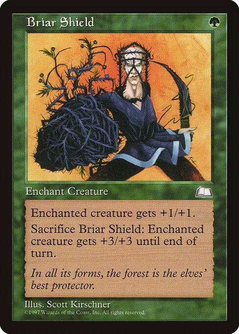 Briar Shield, carta Magic di tipo Enchantment — Aura illustrata da Scott Kirschner