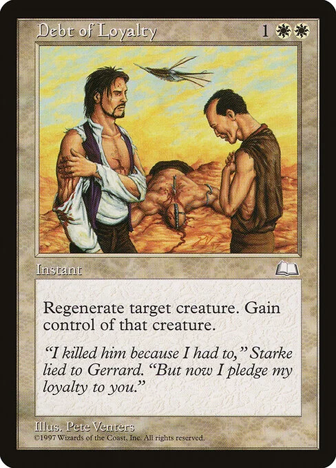 Debt of Loyalty, carta Magic di tipo Instant illustrata da Pete Venters