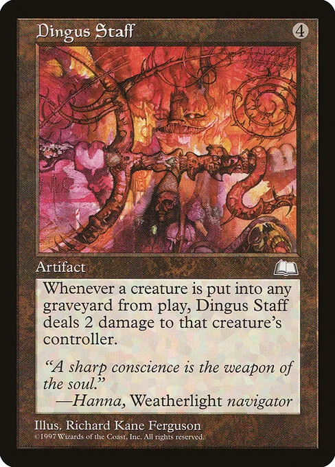 Dingus Staff, carta Magic di tipo Artifact illustrata da Richard Kane Ferguson