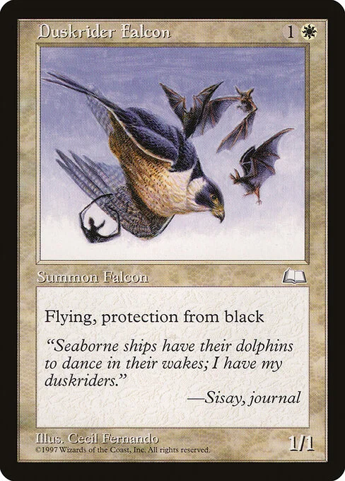 Duskrider Falcon, carta Magic di tipo Creature — Bird illustrata da Cecil Fernando