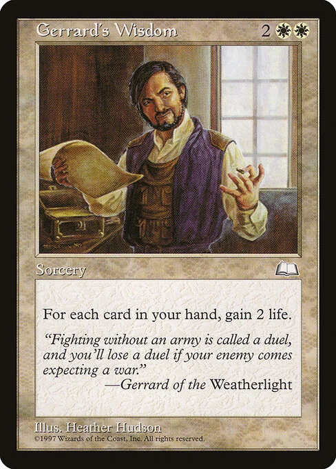 Gerrard's Wisdom, carta Magic di tipo Sorcery illustrata da Heather Hudson