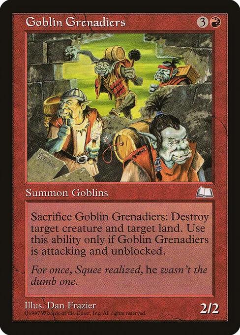 Goblin Grenadiers, carta Magic di tipo Creature — Goblin illustrata da Dan Frazier