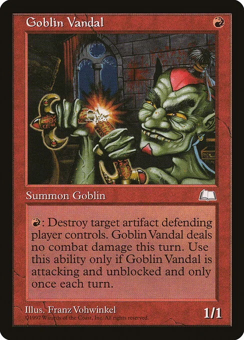 Goblin Vandal, carta Magic di tipo Creature — Goblin Rogue illustrata da Franz Vohwinkel