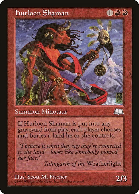Hurloon Shaman, carta Magic di tipo Creature — Minotaur Shaman illustrata da Scott M. Fischer