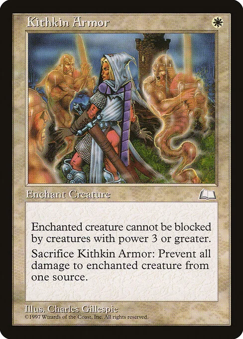 Kithkin Armor, carta Magic di tipo Enchantment — Aura illustrata da Charles Gillespie