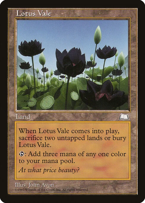 Lotus Vale, carta Magic di tipo Land illustrata da John Avon