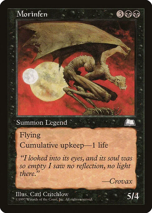 Morinfen, carta Magic di tipo Legendary Creature — Phyrexian Horror illustrata da Carl Critchlow