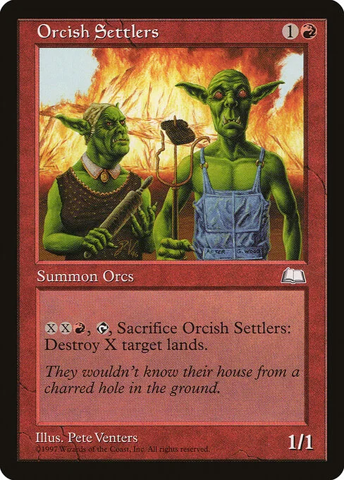 Orcish Settlers, carta Magic di tipo Creature — Orc illustrata da Pete Venters