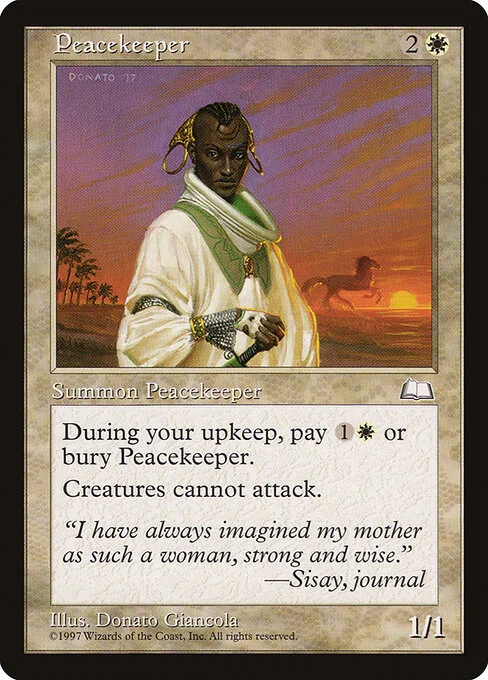 Peacekeeper, carta Magic di tipo Creature — Human illustrata da Donato Giancola