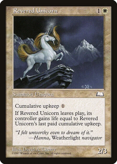 Revered Unicorn, carta Magic di tipo Creature — Unicorn illustrata da David A. Cherry
