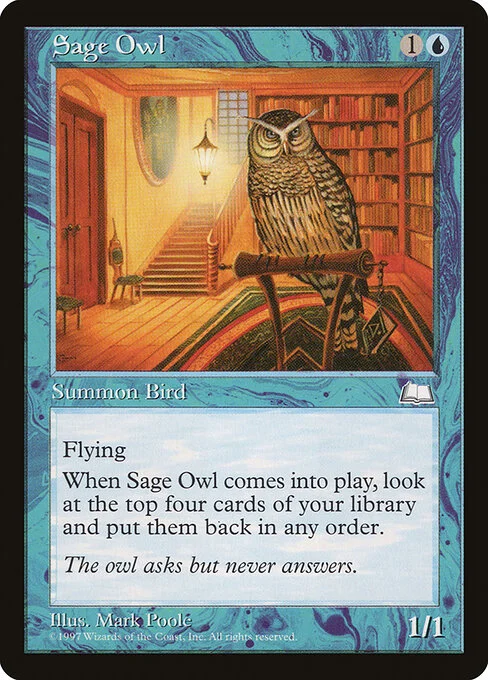 Sage Owl, carta Magic di tipo Creature — Bird illustrata da Mark Poole