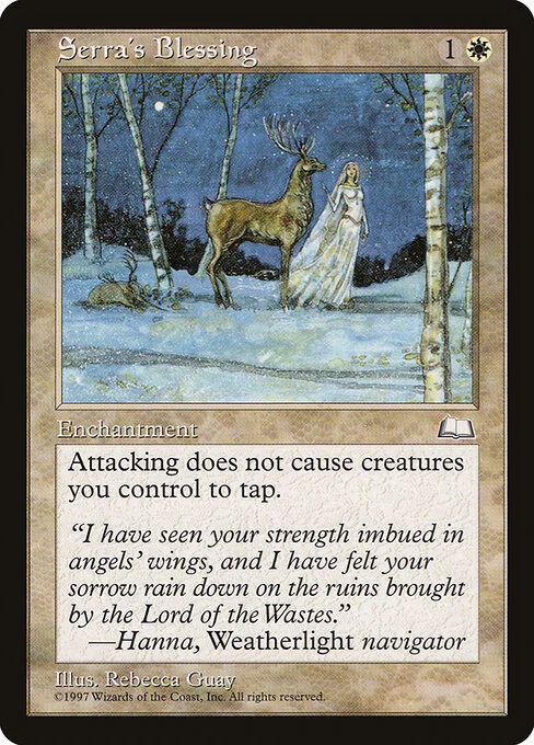 Serra's Blessing, carta Magic di tipo Enchantment illustrata da Rebecca Guay