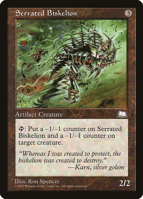 Serrated Biskelion, carta Magic di tipo Artifact Creature — Construct illustrata da Ron Spencer